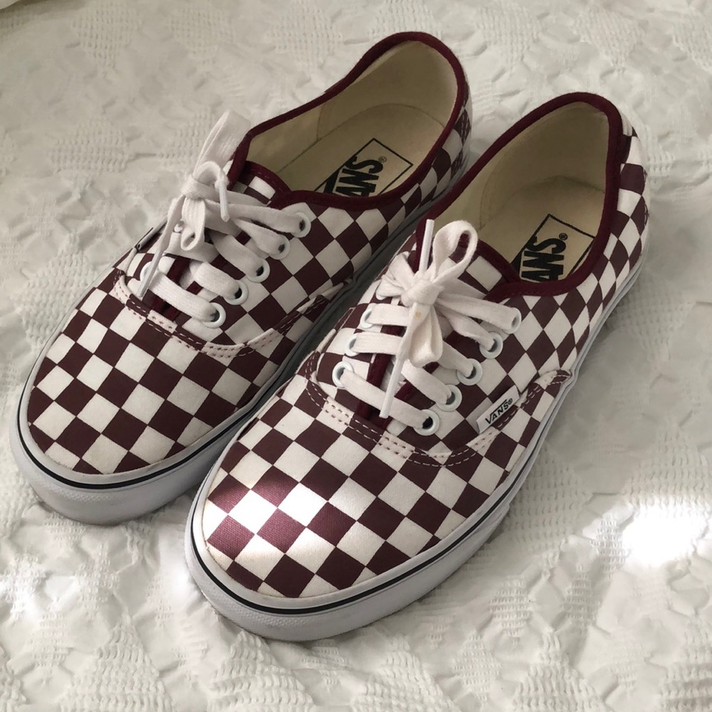 Burgundy checkered vans
